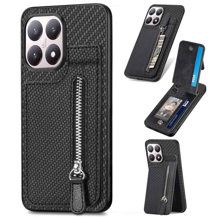 Carbon Fiber Vertical Flip Zipper Phone Case, For Redmi 15C 5G / 4G Glodal 171mm, For Xiaomi 15T, For Redmi K80 Pro / Poco F7 Ultra, For Redmi K80 / Poco F7 Pro, For Redmi Turbo 4, For Xiaomi Poco X7 Pro, For Redmi Note 12 5G, For Xiaomi 13 Pro        ...