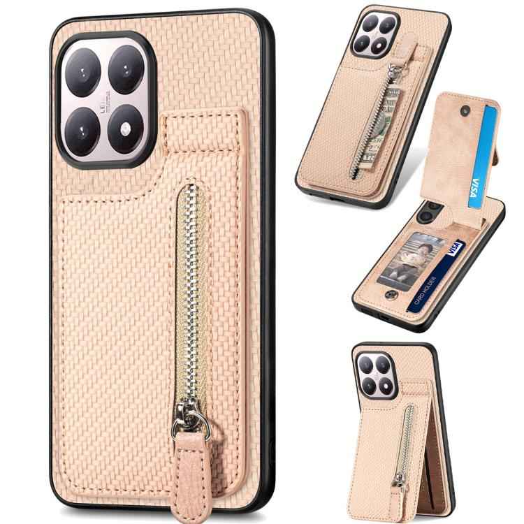 Carbon Fiber Vertical Flip Zipper Phone Case, For Redmi 15C 5G / 4G Glodal 171mm, For Xiaomi 15T, For Redmi K80 Pro / Poco F7 Ultra, For Redmi K80 / Poco F7 Pro, For Redmi Turbo 4, For Xiaomi Poco X7 Pro, For Redmi Note 12 5G, For Xiaomi 13 Pro        ...