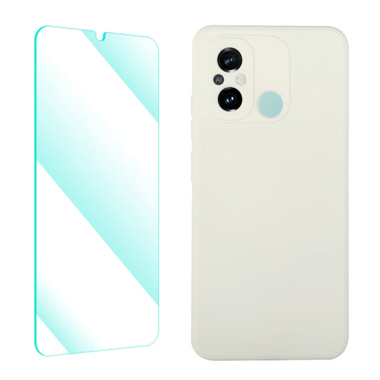 ENKAY Liquid Silicone Phone Case with Tempered Film, For Xiaomi Poco C55 / Redmi 12C