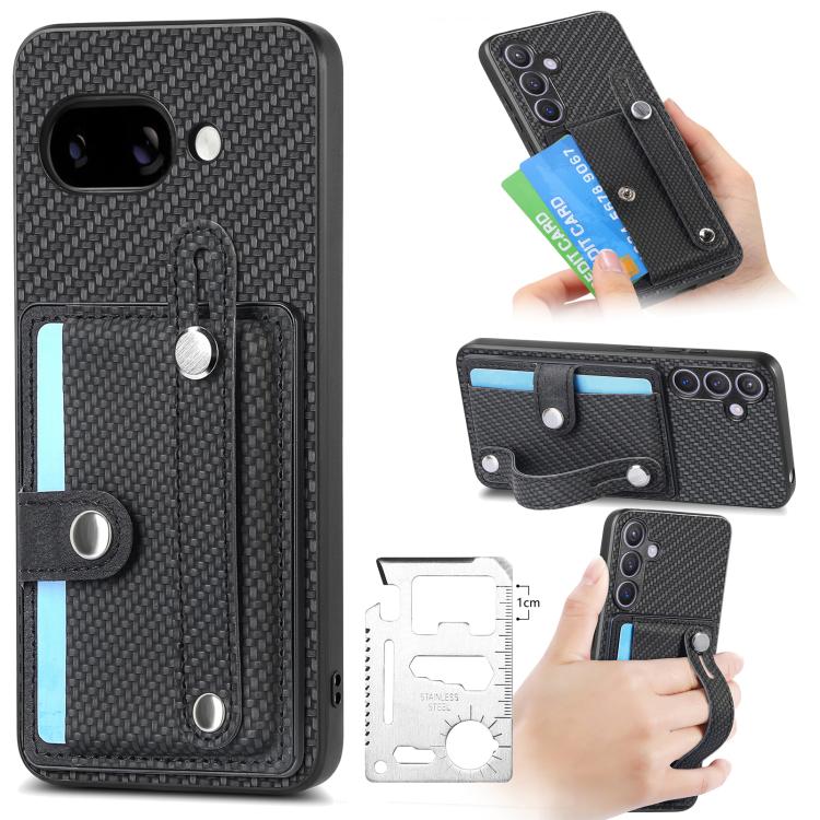 Wristband Kickstand Card Wallet Back Cover Phone Case with Tool Knife