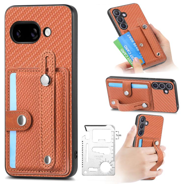 Wristband Kickstand Card Wallet Back Cover Phone Case with Tool Knife