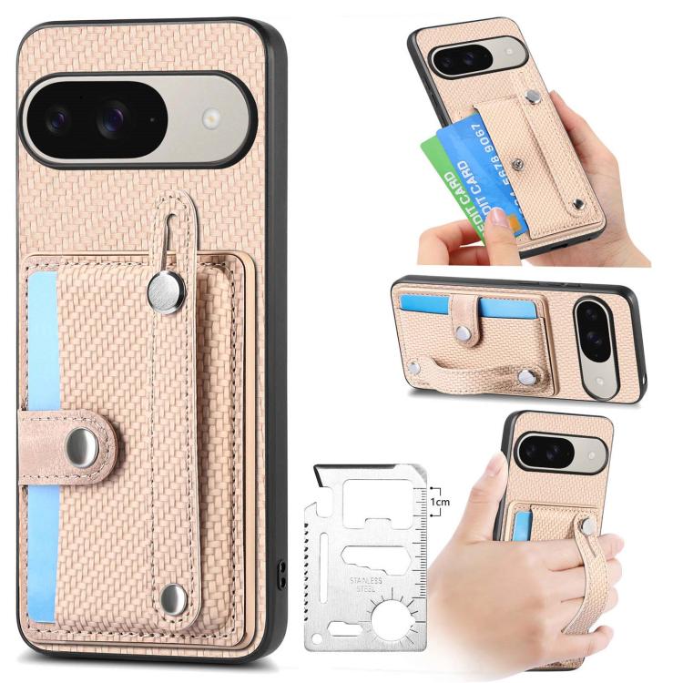 Wristband Kickstand Card Wallet Back Cover Phone Case with Tool Knife