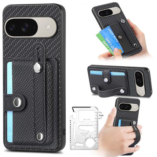 Wristband Kickstand Card Wallet Back Cover Phone Case with Tool Knife