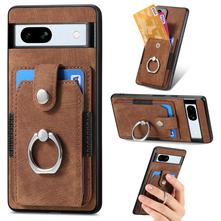 Retro Skin-feel Ring Card Wallet Phone Case