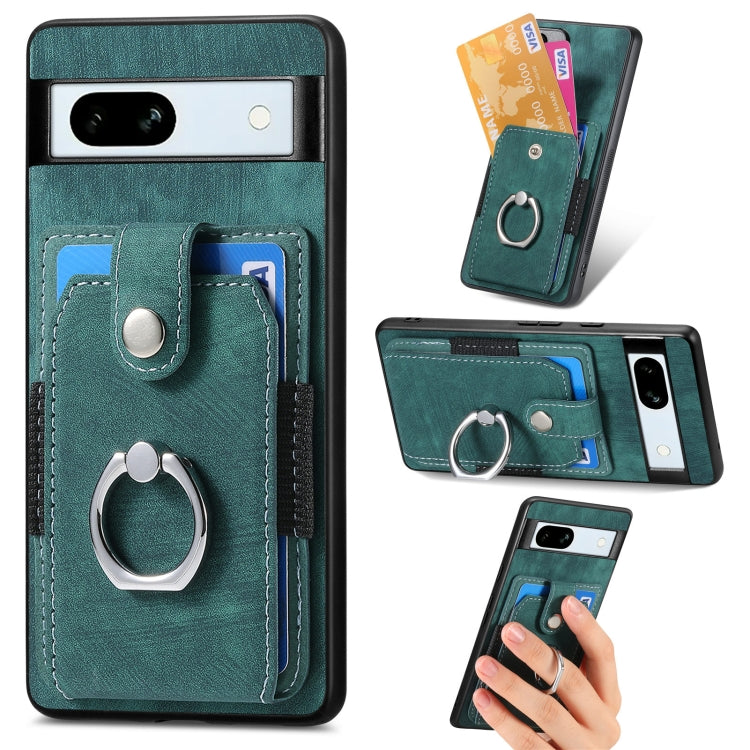 Retro Skin-feel Ring Card Wallet Phone Case