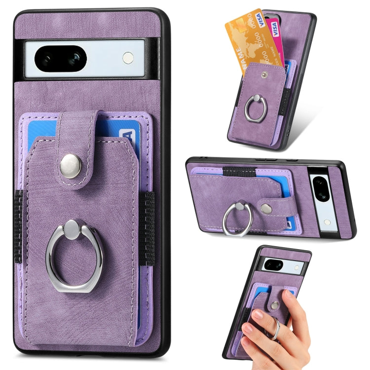 Retro Skin-feel Ring Card Wallet Phone Case