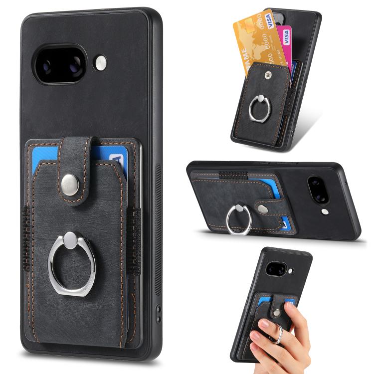 Retro Skin-feel Ring Card Wallet Phone Case