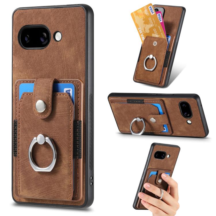 Retro Skin-feel Ring Card Wallet Phone Case