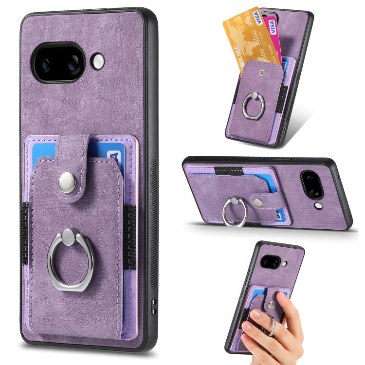 Retro Skin-feel Ring Card Wallet Phone Case