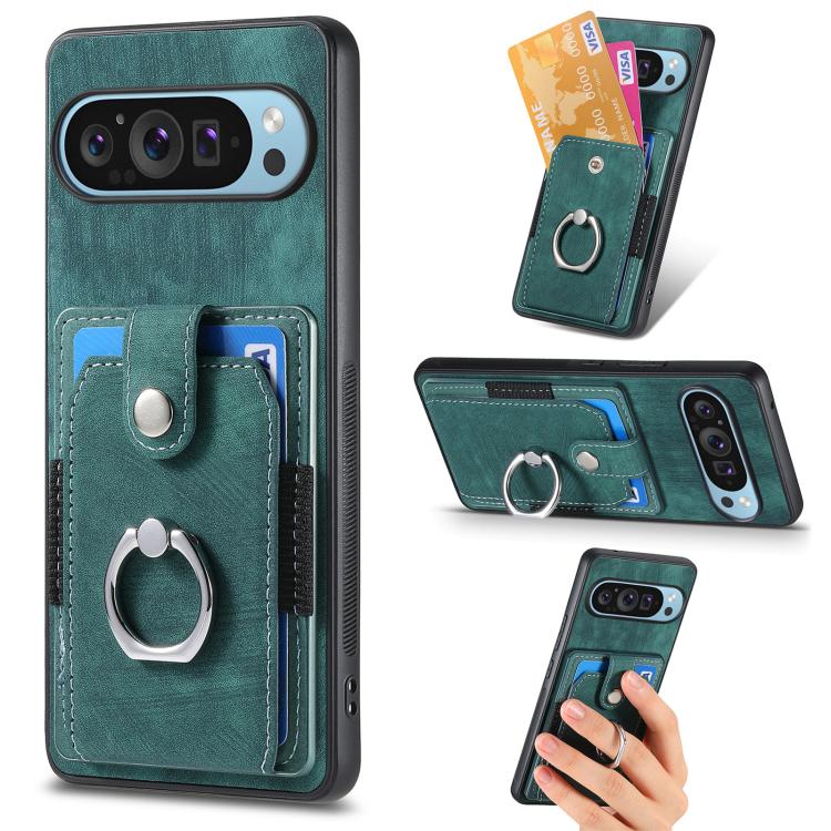 Retro Skin-feel Ring Card Wallet Phone Case