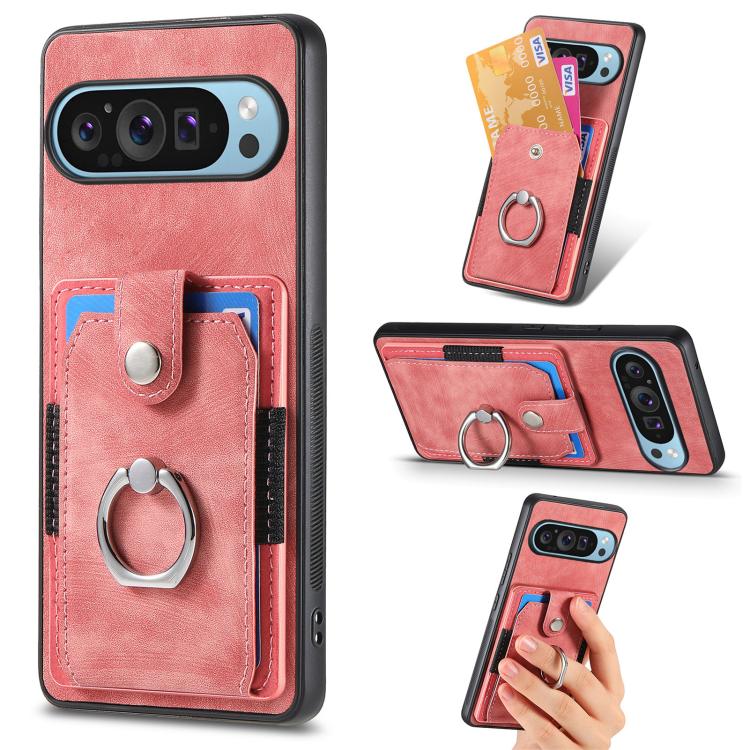 Retro Skin-feel Ring Card Wallet Phone Case