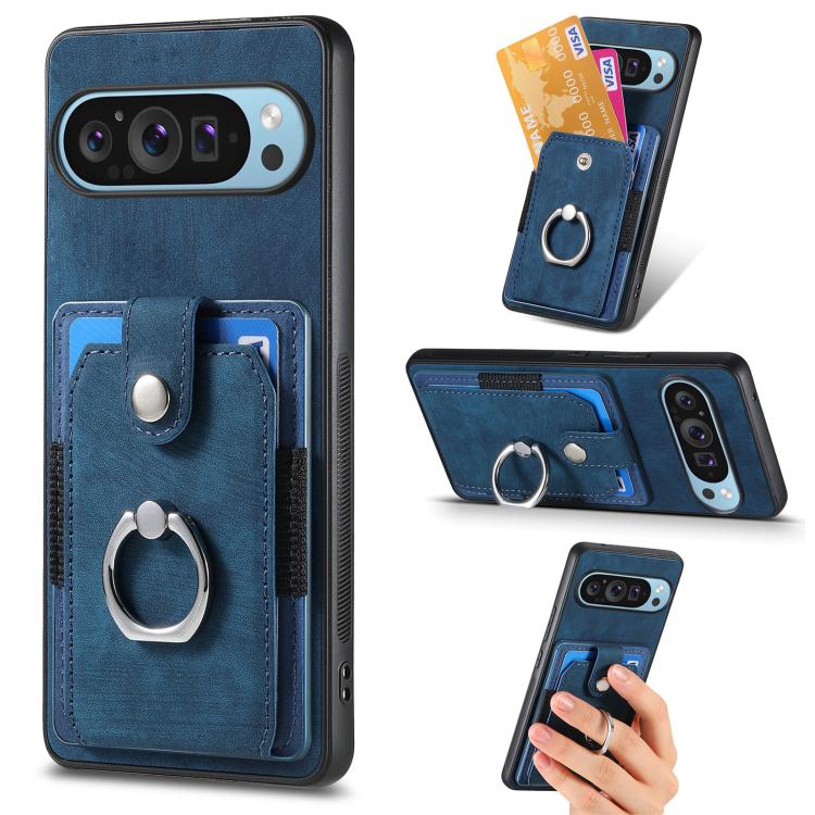 Retro Skin-feel Ring Card Wallet Phone Case