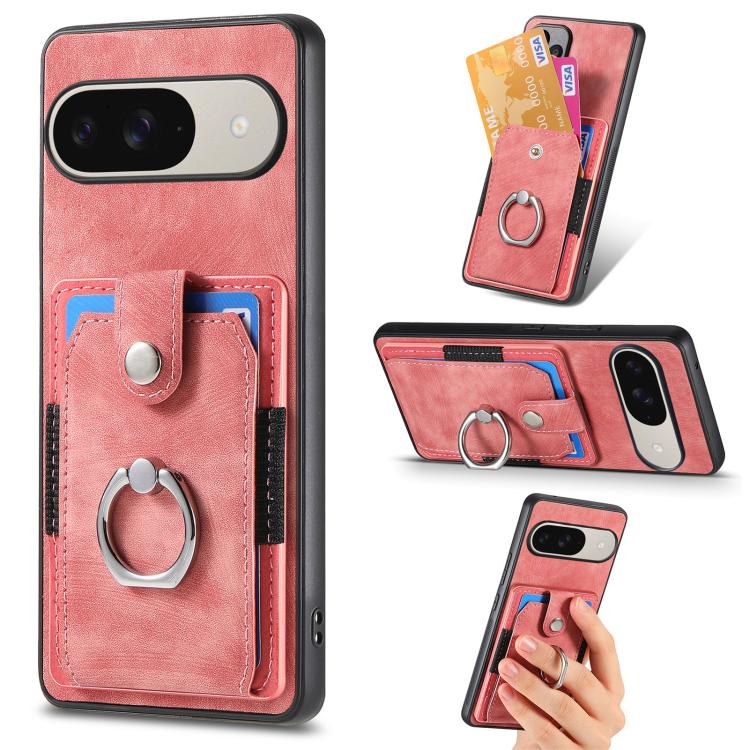Retro Skin-feel Ring Card Wallet Phone Case, For Google Pixel 11 Pro XL, For Google Pixel 11, For Google Pixel 11 Pro, For Google Pixel 10 Pro XL, For Google Pixel 9a, For Google Pixel 9 Pro XL, For Google Pixel 7a, For Google Pixel 10 / 10 Pro