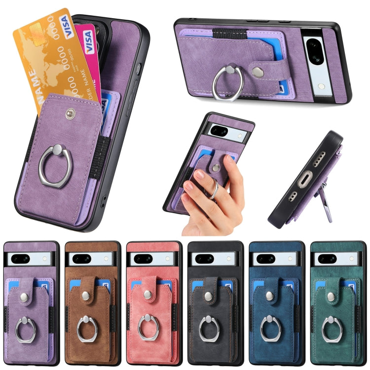 Retro Skin-feel Ring Card Wallet Phone Case