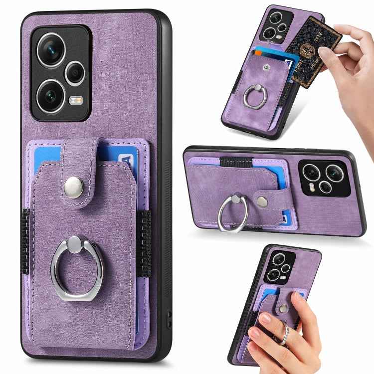Retro Skin-feel Ring Card Wallet Phone Case, For Redmi 12C, For Redmi Note 12 4G, For Redmi Note 12 Pro+
