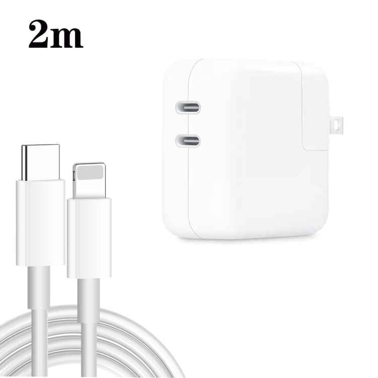 35W PD3.0 USB-C / Type-C Dual Port Charger with Type-C to 8 Pin Data Cable, US Plug