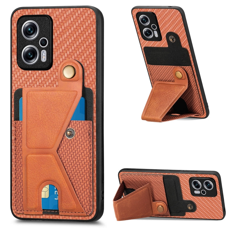 Carbon Fiber Wallet Flip Card K-shaped Holder Phone Case, For Xiaomi 15T, For Redmi 15C 5G / 4G Global 171mm, For Redmi K80 Pro / Poco F7 Ultra, For Redmi K80 / Poco F7 Pro, For Redmi Turbo 4, For Xiaomi Poco X7 Pro, For Redmi Note 12 5G               ...