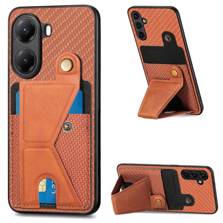 Carbon Fiber Wallet Flip Card K-shaped Holder Phone Case, For Xiaomi 15T, For Redmi 15C 5G / 4G Global 171mm, For Redmi K80 Pro / Poco F7 Ultra, For Redmi K80 / Poco F7 Pro, For Redmi Turbo 4, For Xiaomi Poco X7 Pro, For Redmi Note 12 5G               ...