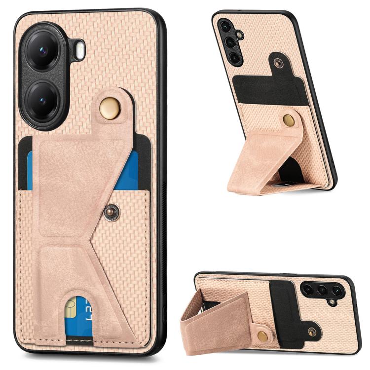 Carbon Fiber Wallet Flip Card K-shaped Holder Phone Case, For Xiaomi 15T, For Redmi 15C 5G / 4G Global 171mm, For Redmi K80 Pro / Poco F7 Ultra, For Redmi K80 / Poco F7 Pro, For Redmi Turbo 4, For Xiaomi Poco X7 Pro, For Redmi Note 12 5G               ...