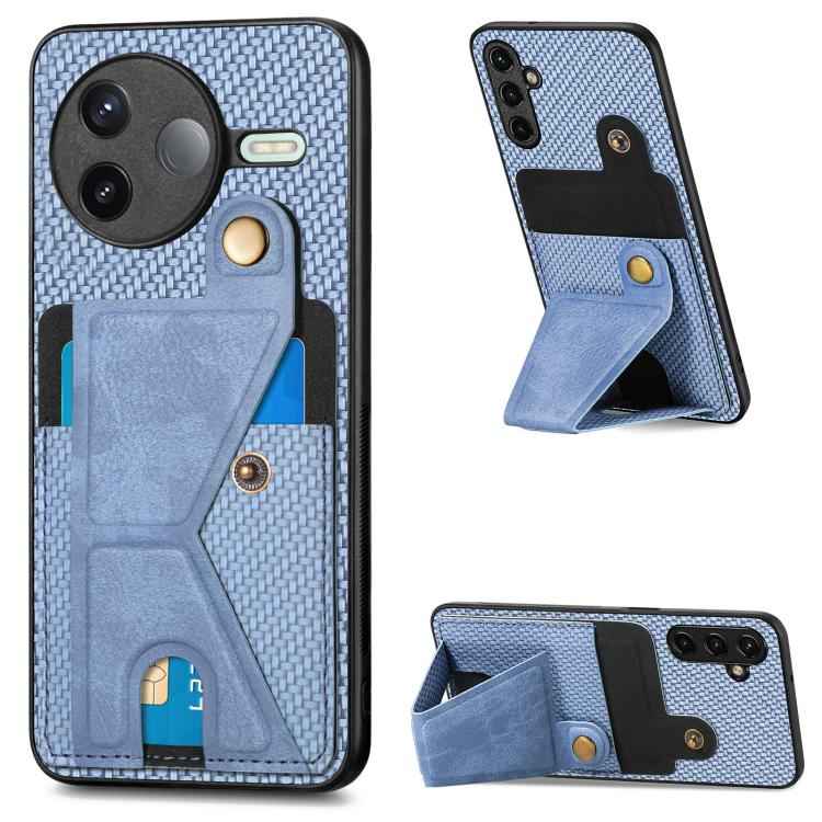 Carbon Fiber Wallet Flip Card K-shaped Holder Phone Case, For Xiaomi 15T, For Redmi 15C 5G / 4G Global 171mm, For Redmi K80 Pro / Poco F7 Ultra, For Redmi K80 / Poco F7 Pro, For Redmi Turbo 4, For Xiaomi Poco X7 Pro, For Redmi Note 12 5G               ...