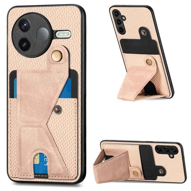 Carbon Fiber Wallet Flip Card K-shaped Holder Phone Case, For Xiaomi 15T, For Redmi 15C 5G / 4G Global 171mm, For Redmi K80 Pro / Poco F7 Ultra, For Redmi K80 / Poco F7 Pro, For Redmi Turbo 4, For Xiaomi Poco X7 Pro, For Redmi Note 12 5G               ...