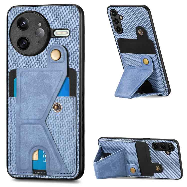 Carbon Fiber Wallet Flip Card K-shaped Holder Phone Case, For Xiaomi 15T, For Redmi 15C 5G / 4G Global 171mm, For Redmi K80 Pro / Poco F7 Ultra, For Redmi K80 / Poco F7 Pro, For Redmi Turbo 4, For Xiaomi Poco X7 Pro, For Redmi Note 12 5G               ...