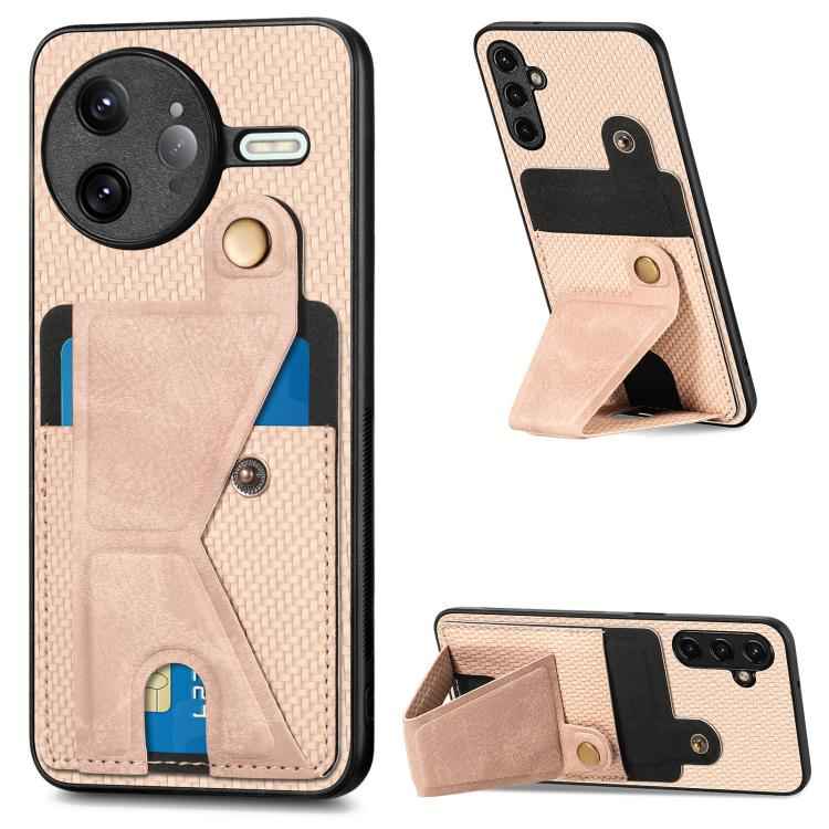 Carbon Fiber Wallet Flip Card K-shaped Holder Phone Case, For Xiaomi 15T, For Redmi 15C 5G / 4G Global 171mm, For Redmi K80 Pro / Poco F7 Ultra, For Redmi K80 / Poco F7 Pro, For Redmi Turbo 4, For Xiaomi Poco X7 Pro, For Redmi Note 12 5G               ...