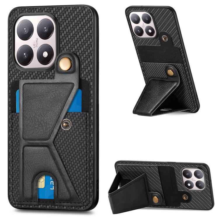 Carbon Fiber Wallet Flip Card K-shaped Holder Phone Case, For Xiaomi 15T, For Redmi 15C 5G / 4G Global 171mm, For Redmi K80 Pro / Poco F7 Ultra, For Redmi K80 / Poco F7 Pro, For Redmi Turbo 4, For Xiaomi Poco X7 Pro, For Redmi Note 12 5G               ...