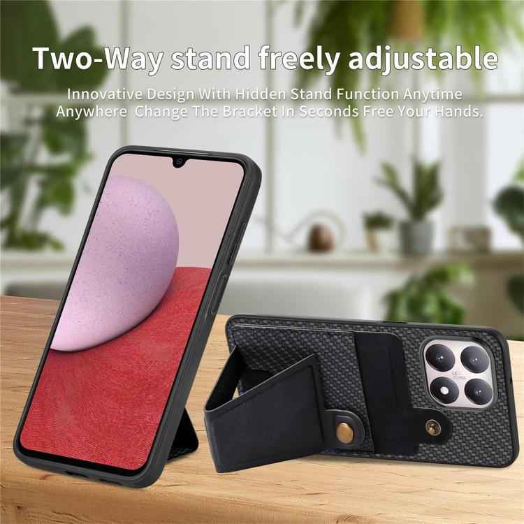 Carbon Fiber Wallet Flip Card K-shaped Holder Phone Case, For Xiaomi 15T, For Redmi 15C 5G / 4G Global 171mm, For Redmi K80 Pro / Poco F7 Ultra, For Redmi K80 / Poco F7 Pro, For Redmi Turbo 4, For Xiaomi Poco X7 Pro, For Redmi Note 12 5G               ...