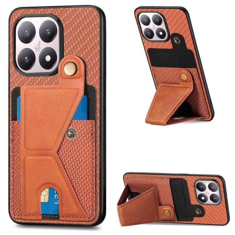 Carbon Fiber Wallet Flip Card K-shaped Holder Phone Case, For Xiaomi 15T, For Redmi 15C 5G / 4G Global 171mm, For Redmi K80 Pro / Poco F7 Ultra, For Redmi K80 / Poco F7 Pro, For Redmi Turbo 4, For Xiaomi Poco X7 Pro, For Redmi Note 12 5G               ...