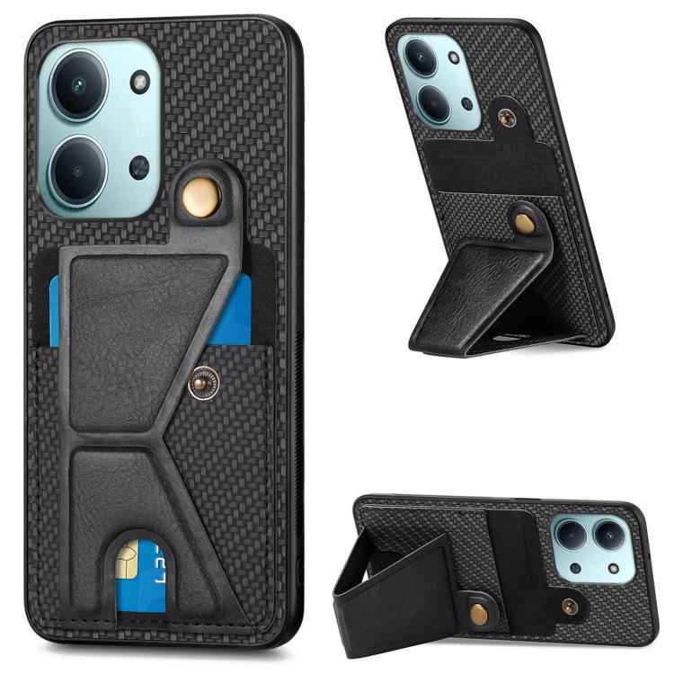 Carbon Fiber Wallet Flip Card K-shaped Holder Phone Case, For Xiaomi 15T, For Redmi 15C 5G / 4G Global 171mm, For Redmi K80 Pro / Poco F7 Ultra, For Redmi K80 / Poco F7 Pro, For Redmi Turbo 4, For Xiaomi Poco X7 Pro, For Redmi Note 12 5G               ...