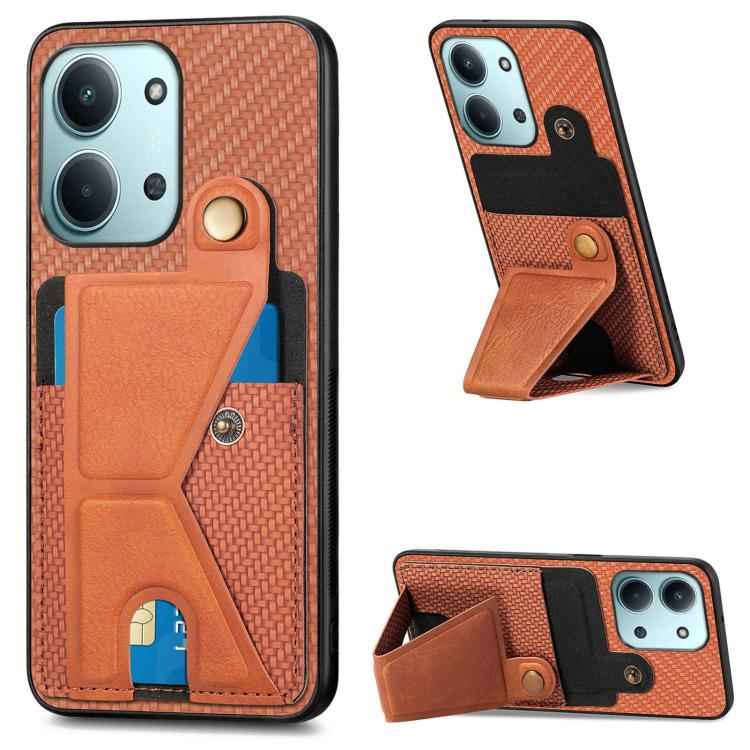 Carbon Fiber Wallet Flip Card K-shaped Holder Phone Case, For Xiaomi 15T, For Redmi 15C 5G / 4G Global 171mm, For Redmi K80 Pro / Poco F7 Ultra, For Redmi K80 / Poco F7 Pro, For Redmi Turbo 4, For Xiaomi Poco X7 Pro, For Redmi Note 12 5G               ...