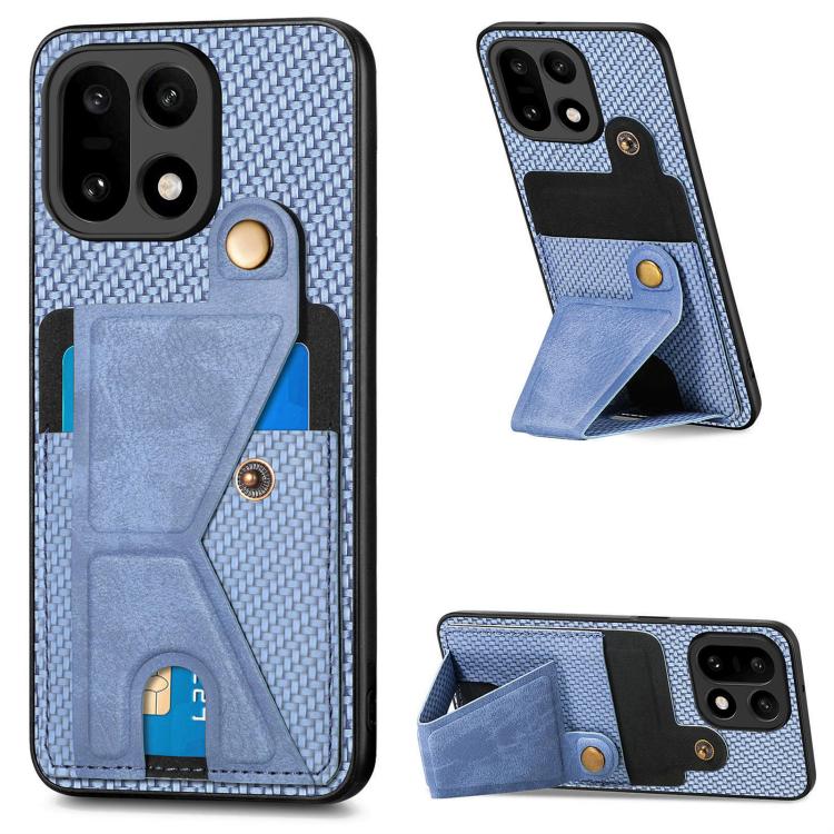 Carbon Fiber Wallet Flip Card K-shaped Holder Phone Case, For OnePlus Ace 6 / 6T / 15R, For OnePlus 15