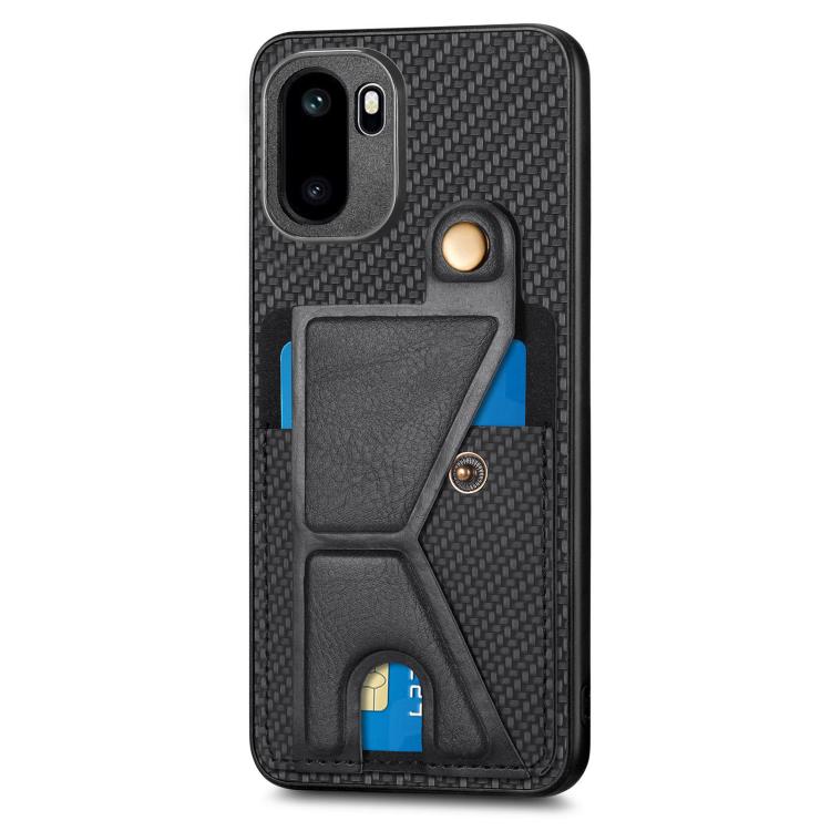 Carbon Fiber Wallet Flip Card K-shaped Holder Phone Case, For OnePlus Ace 6 / 6T / 15R, For OnePlus 15