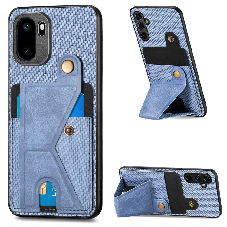 Carbon Fiber Wallet Flip Card K-shaped Holder Phone Case, For OnePlus Ace 6 / 6T / 15R, For OnePlus 15