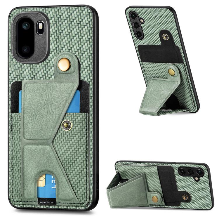 Carbon Fiber Wallet Flip Card K-shaped Holder Phone Case, For OnePlus Ace 6 / 6T / 15R, For OnePlus 15