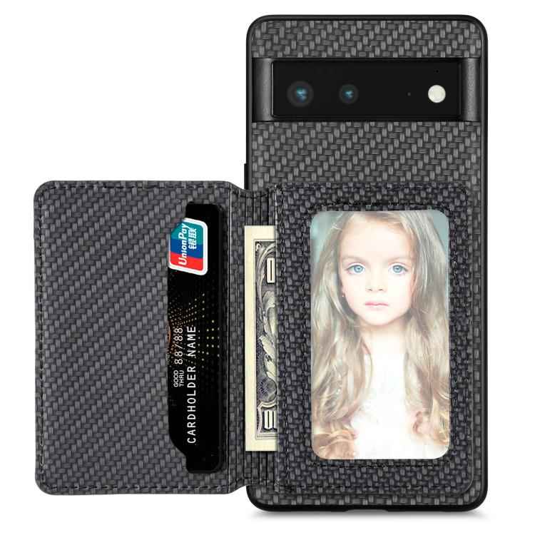 Carbon Fiber Magnetic Card Bag Phone Case, For Google Pixel 10 Pro XL, For Google Pixel 10 / 10 Pro, For Google Pixel 9a, For Google Pixel 9 Pro XL, For Google Pixel 9 / 9 Pro, For Google Pixel 7a, For Google Pixel 6