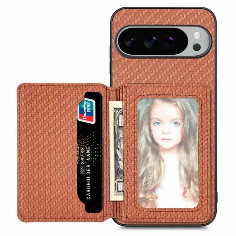 Carbon Fiber Magnetic Card Bag Phone Case, For Google Pixel 10 Pro XL, For Google Pixel 10 / 10 Pro, For Google Pixel 9a, For Google Pixel 9 Pro XL, For Google Pixel 9 / 9 Pro, For Google Pixel 7a, For Google Pixel 6