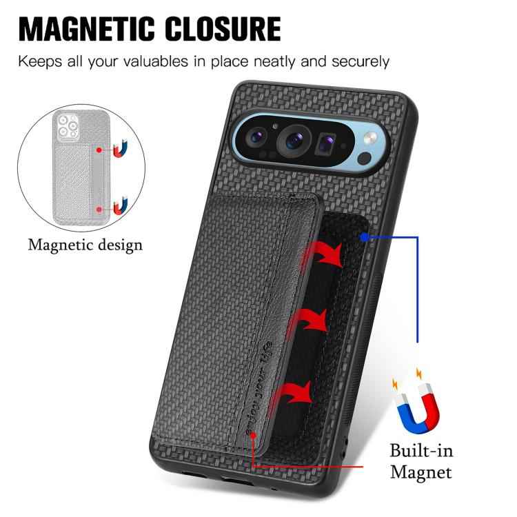 Carbon Fiber Magnetic Card Bag Phone Case, For Google Pixel 10 Pro XL, For Google Pixel 10 / 10 Pro, For Google Pixel 9a, For Google Pixel 9 Pro XL, For Google Pixel 9 / 9 Pro, For Google Pixel 7a, For Google Pixel 6