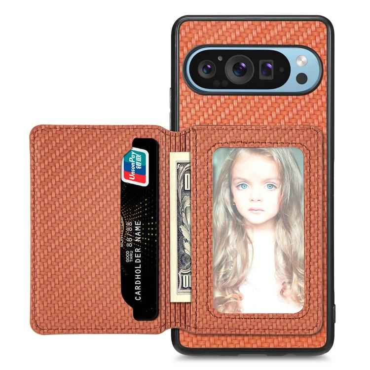 Carbon Fiber Magnetic Card Bag Phone Case, For Google Pixel 10 Pro XL, For Google Pixel 10 / 10 Pro, For Google Pixel 9a, For Google Pixel 9 Pro XL, For Google Pixel 9 / 9 Pro, For Google Pixel 7a, For Google Pixel 6
