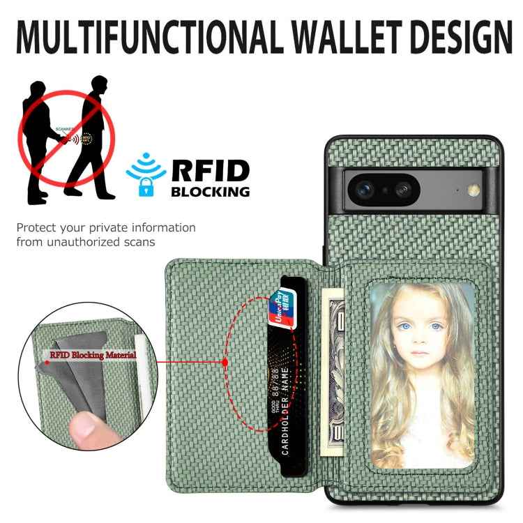 Carbon Fiber Magnetic Card Bag Phone Case, For Google Pixel 10 Pro XL, For Google Pixel 10 / 10 Pro, For Google Pixel 9a, For Google Pixel 9 Pro XL, For Google Pixel 9 / 9 Pro, For Google Pixel 7a, For Google Pixel 6