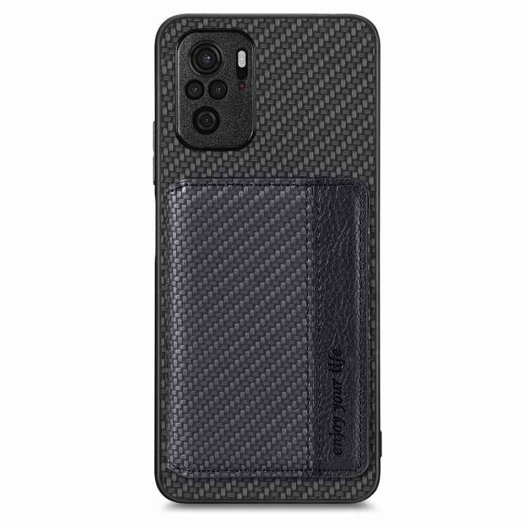 Carbon Fiber Magnetic Card Bag Phone Case, For Redmi Note 10 4G