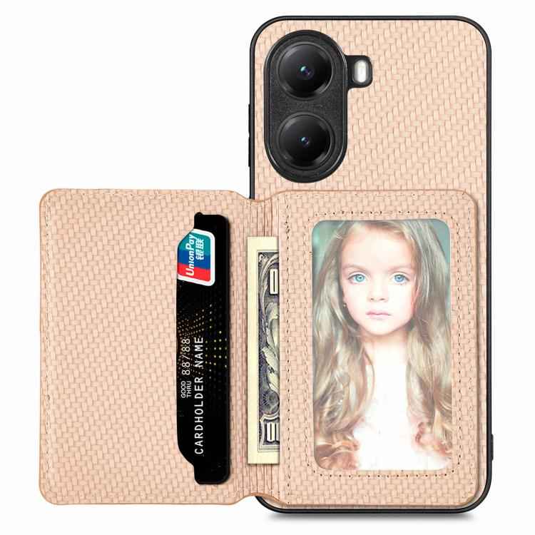 Carbon Fiber Magnetic Card Bag Phone Case, For Xiaomi 17 Pro Max, For Xiaomi 17 Pro, For Redmi 15C 5G / 4G Global 171mm, For Xiaomi 15T Pro, For Xiaomi 15T, For Redmi K80 Pro / Poco F7 Ultra, For Redmi K80 / Poco F7 Pro, For Redmi Turbo 4              ...