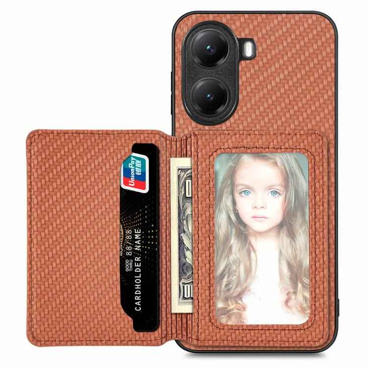 Carbon Fiber Magnetic Card Bag Phone Case, For Xiaomi 17 Pro Max, For Xiaomi 17 Pro, For Redmi 15C 5G / 4G Global 171mm, For Xiaomi 15T Pro, For Xiaomi 15T, For Redmi K80 Pro / Poco F7 Ultra, For Redmi K80 / Poco F7 Pro, For Redmi Turbo 4              ...