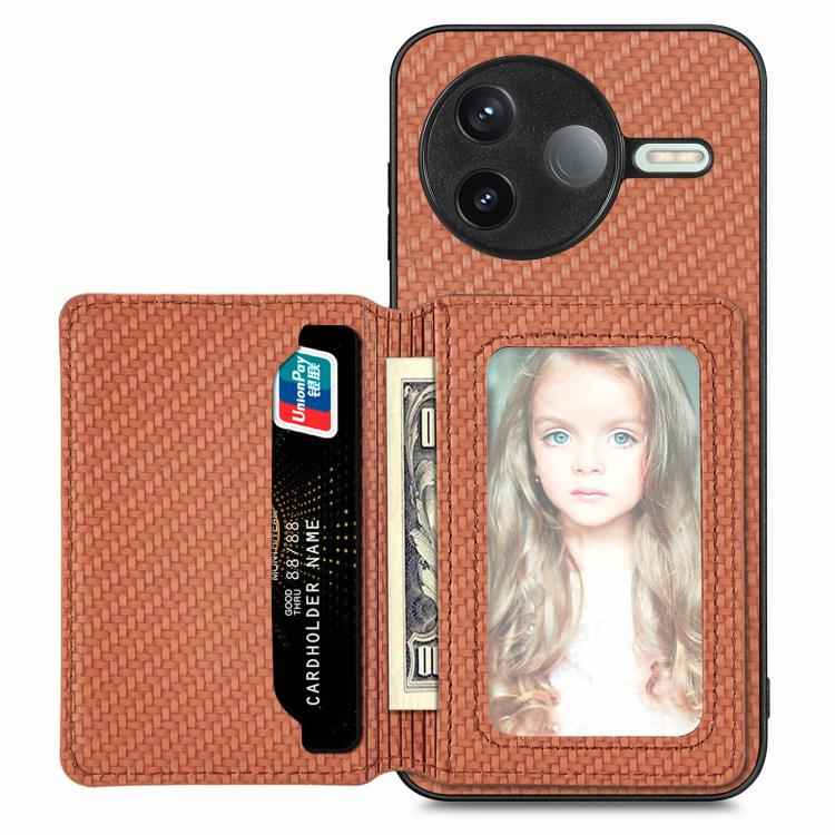 Carbon Fiber Magnetic Card Bag Phone Case, For Xiaomi 17 Pro Max, For Xiaomi 17 Pro, For Redmi 15C 5G / 4G Global 171mm, For Xiaomi 15T Pro, For Xiaomi 15T, For Redmi K80 Pro / Poco F7 Ultra, For Redmi K80 / Poco F7 Pro, For Redmi Turbo 4              ...