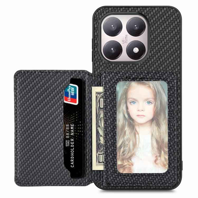 Carbon Fiber Magnetic Card Bag Phone Case, For Xiaomi 17 Pro Max, For Xiaomi 17 Pro, For Redmi 15C 5G / 4G Global 171mm, For Xiaomi 15T Pro, For Xiaomi 15T, For Redmi K80 Pro / Poco F7 Ultra, For Redmi K80 / Poco F7 Pro, For Redmi Turbo 4              ...