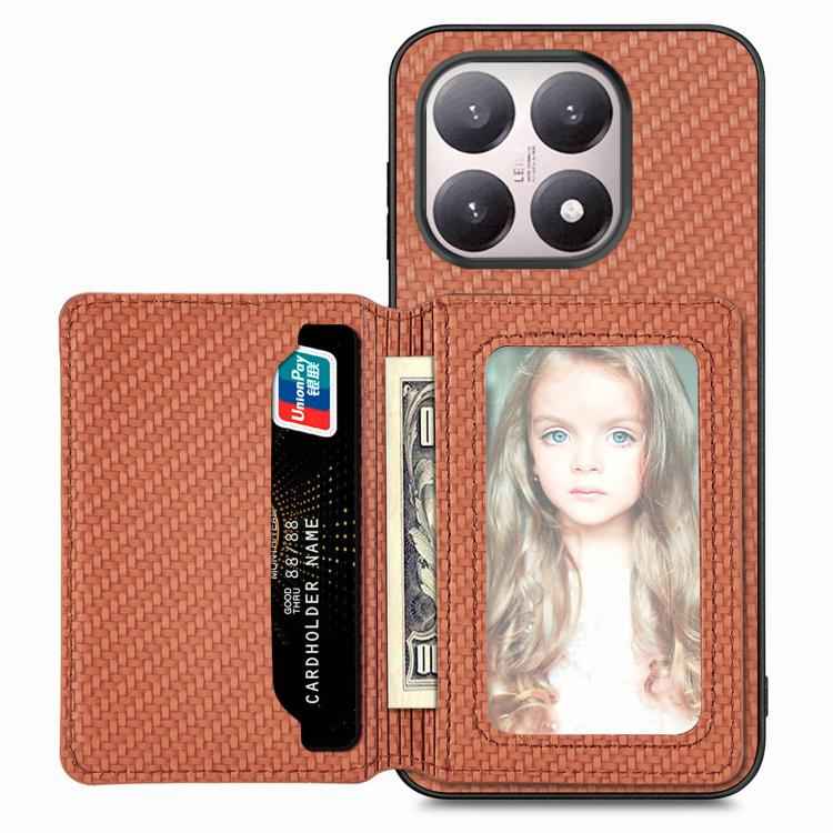 Carbon Fiber Magnetic Card Bag Phone Case, For Xiaomi 17 Pro Max, For Xiaomi 17 Pro, For Redmi 15C 5G / 4G Global 171mm, For Xiaomi 15T Pro, For Xiaomi 15T, For Redmi K80 Pro / Poco F7 Ultra, For Redmi K80 / Poco F7 Pro, For Redmi Turbo 4              ...