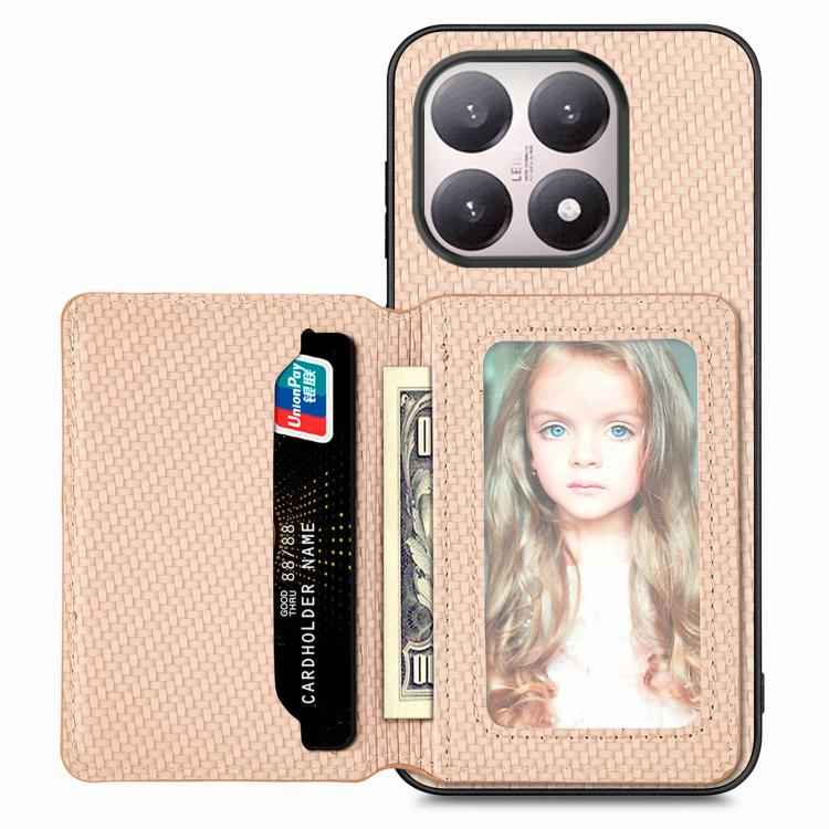 Carbon Fiber Magnetic Card Bag Phone Case, For Xiaomi 17 Pro Max, For Xiaomi 17 Pro, For Redmi 15C 5G / 4G Global 171mm, For Xiaomi 15T Pro, For Xiaomi 15T, For Redmi K80 Pro / Poco F7 Ultra, For Redmi K80 / Poco F7 Pro, For Redmi Turbo 4              ...