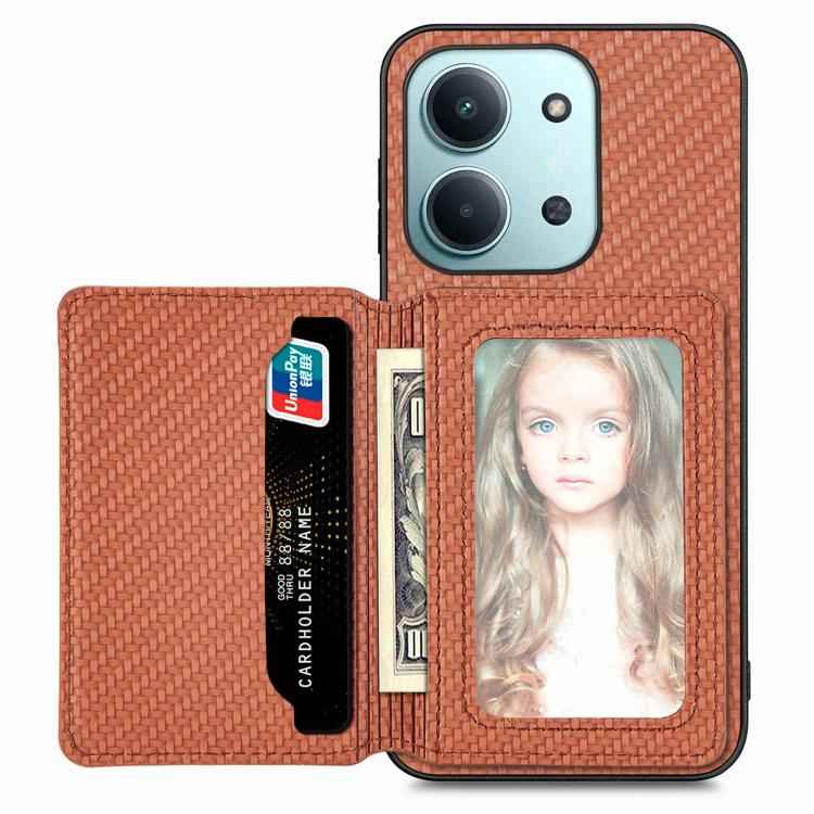 Carbon Fiber Magnetic Card Bag Phone Case, For Xiaomi 17 Pro Max, For Xiaomi 17 Pro, For Redmi 15C 5G / 4G Global 171mm, For Xiaomi 15T Pro, For Xiaomi 15T, For Redmi K80 Pro / Poco F7 Ultra, For Redmi K80 / Poco F7 Pro, For Redmi Turbo 4              ...