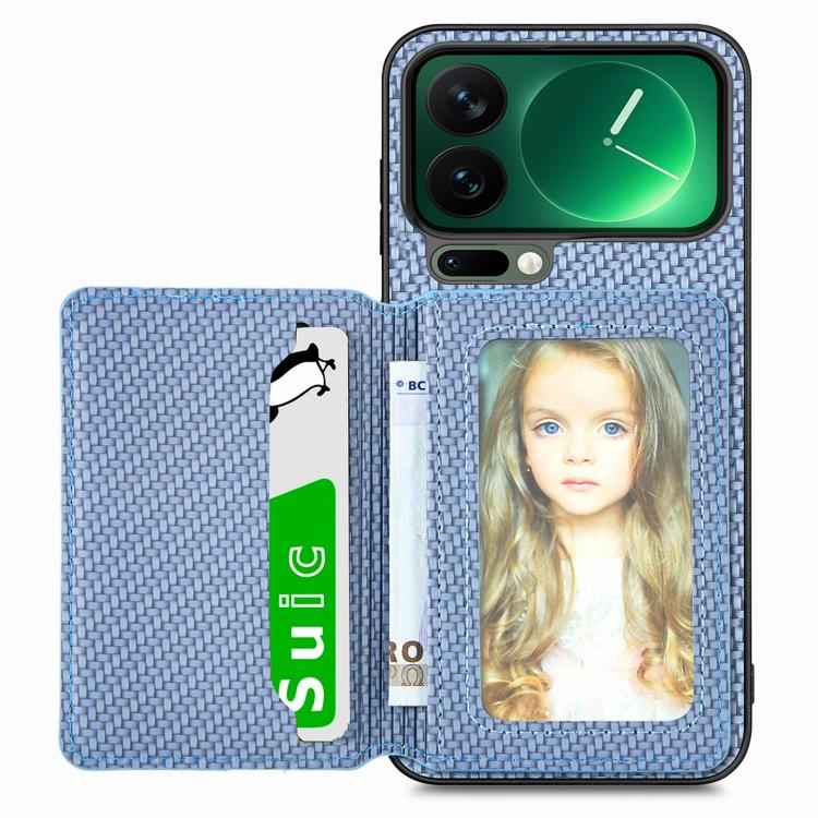 Carbon Fiber Magnetic Card Bag Phone Case, For Xiaomi 17 Pro Max, For Xiaomi 17 Pro, For Redmi 15C 5G / 4G Global 171mm, For Xiaomi 15T Pro, For Xiaomi 15T, For Redmi K80 Pro / Poco F7 Ultra, For Redmi K80 / Poco F7 Pro, For Redmi Turbo 4              ...